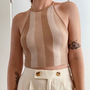 Forever 21 nude sparkle stripe crop S